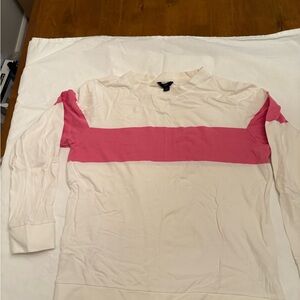 J. Crew Cream and Pink Long Sleeve Shirt